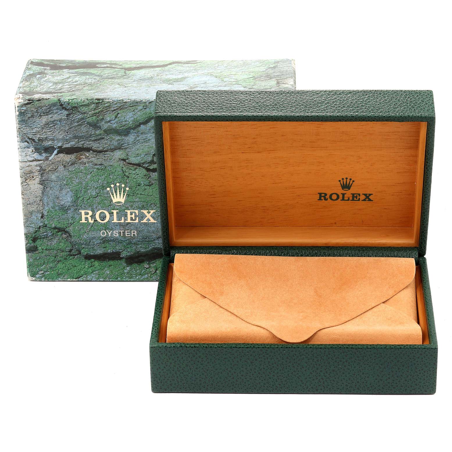 The image shows a Rolex Air-King 14010 Men's Stainless Steel Silver Dial 14010 Men's Stainless Steel Silver Dial watch box and pouch, with the box open and the packaging visible.