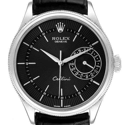 Photo of Rolex Cellini Date 18K White Gold Automatic Mens Watch 50519 Box Card
