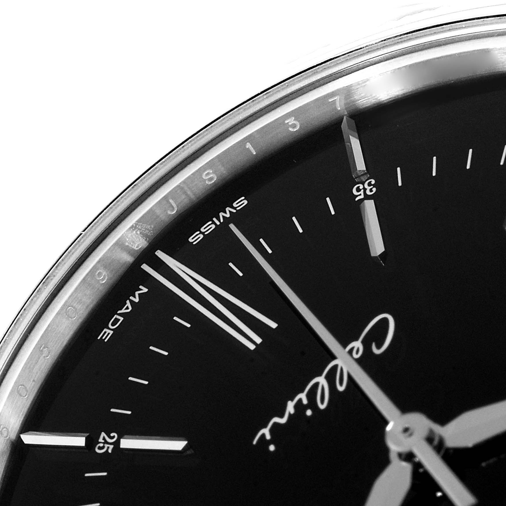 The image shows a close-up of the Rolex Cellini 50509 Men's White Gold Black Dial 50509 Men's White Gold Black Dial model watch, focusing on the dial and minute markers.