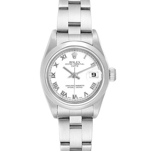 Photo of Rolex Date White Dial Domed Bezel Steel Ladies Watch 79160 Box Papers