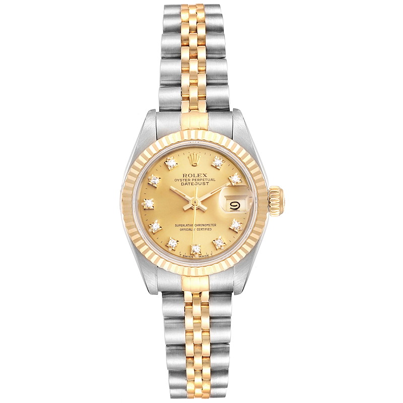 Rolex Datejust 26, Ref 69173, Ladies, Steel and 18K Gold, Hound's Tooth  Diamond Dial, 1996
