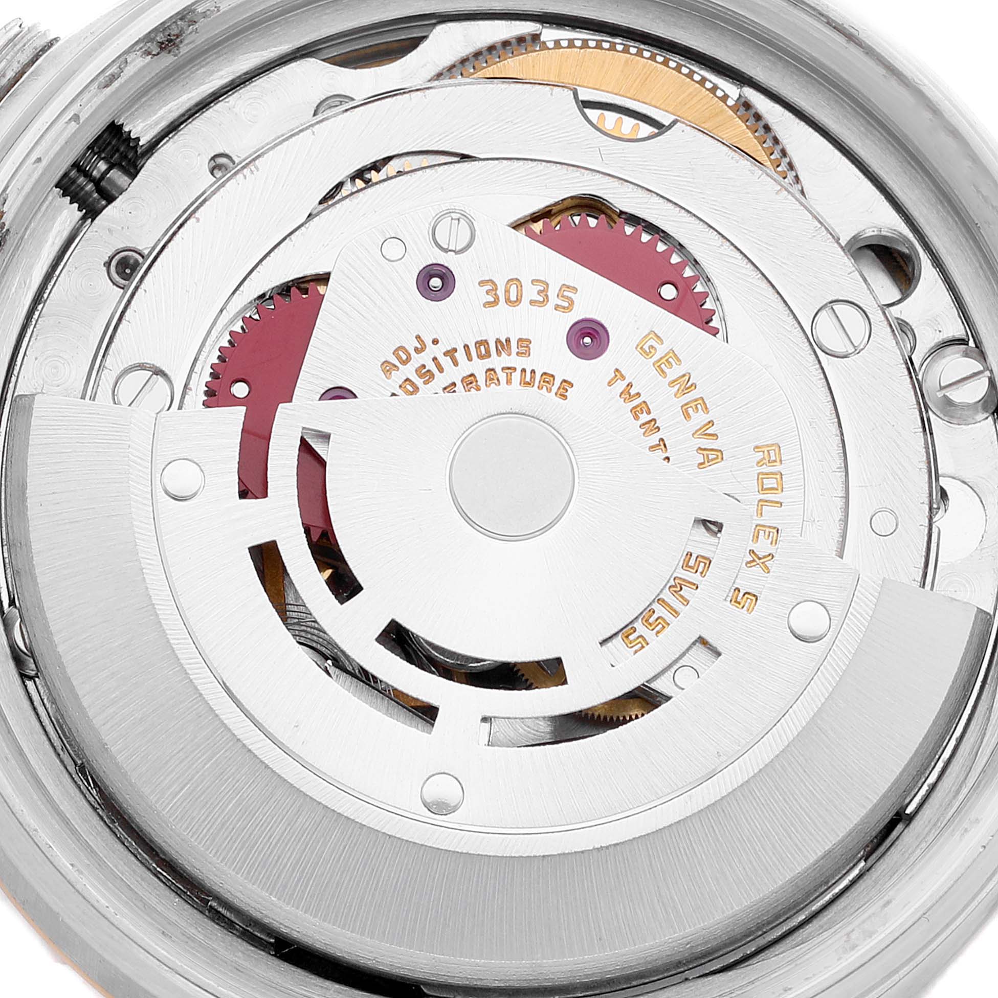 The image shows the internal mechanical components of a Rolex Vintage Collection 16013 Men
s Steel and Gold (two tone) Champagne Dial 16013 Men
s Steel and Gold (two tone) Champagne Dial model, viewed from the back.