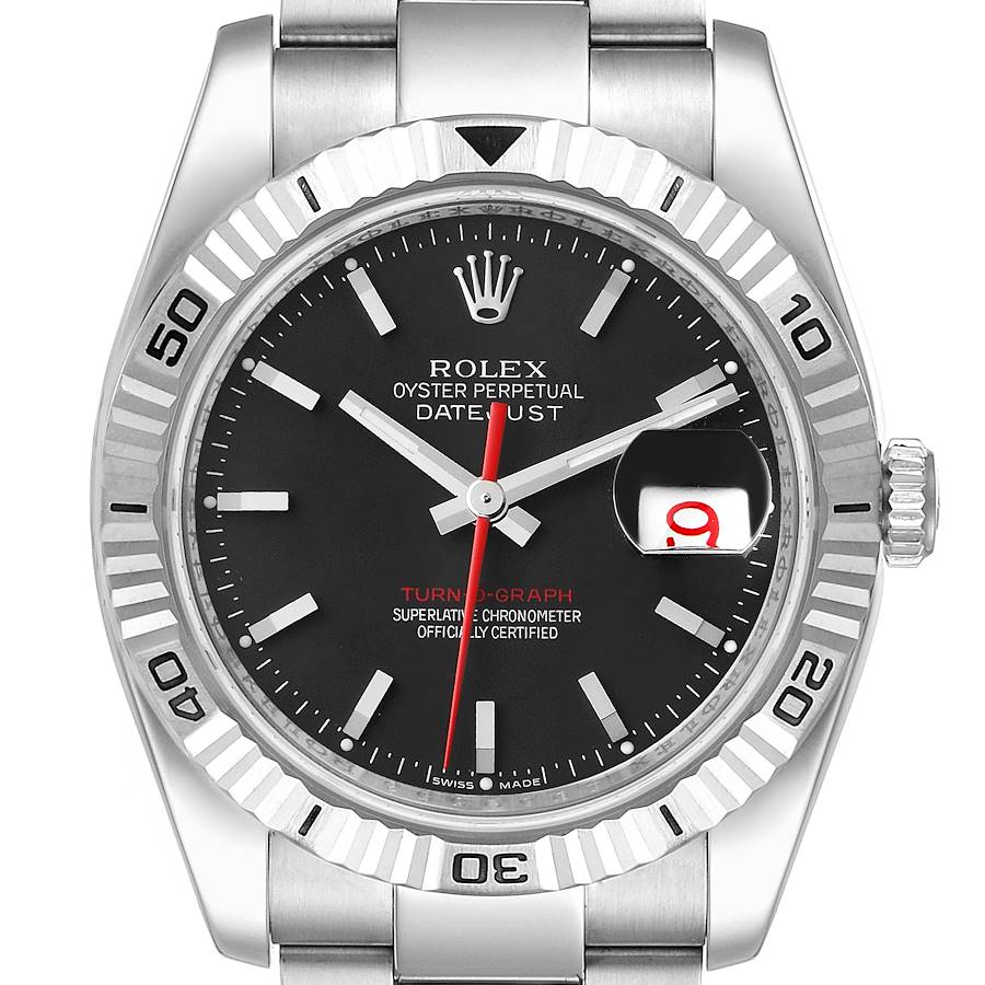 Rolex Datejust 36 Turnograph Black Dial Steel Mens Watch 116264 Box Papers SwissWatchExpo