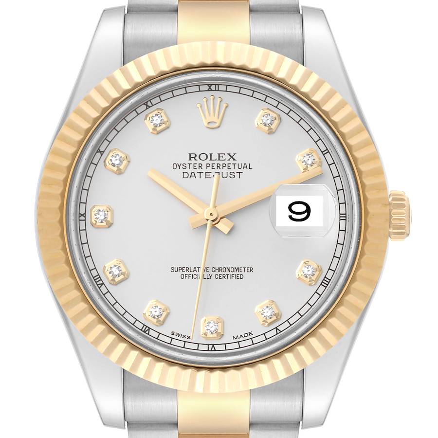 Rolex Datejust 41 Steel Yellow Gold Silver Diamond Dial Watch 116333 SwissWatchExpo