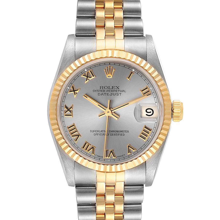 Rolex Datejust Midsize 31 Slate Roman Dial Steel Yellow Gold Watch 68273 SwissWatchExpo
