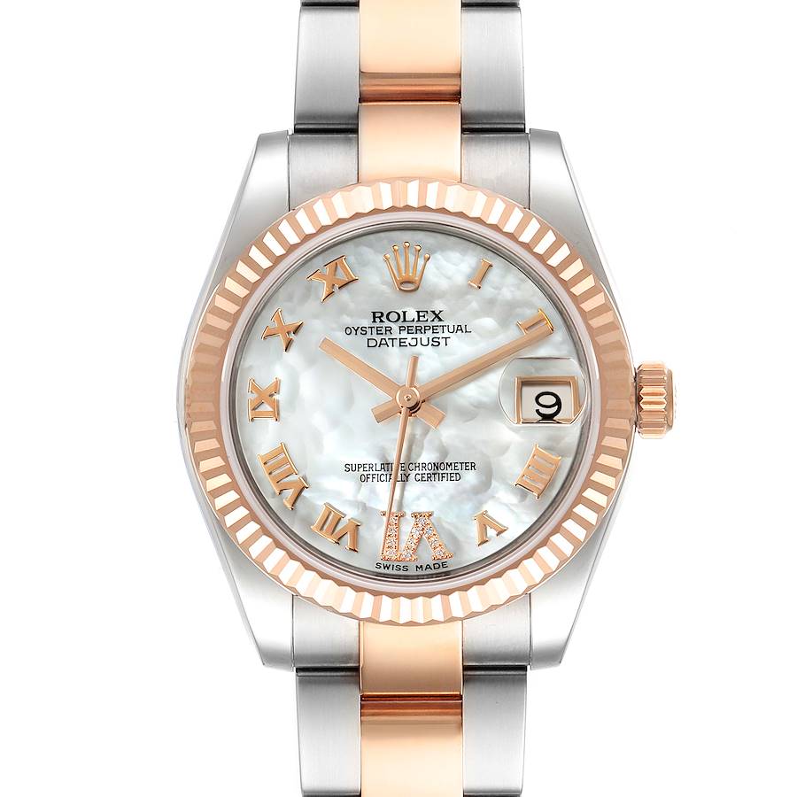 Rolex Datejust Midsize Steel Rose Gold MOP Diamond Watch 178271 Box Card SwissWatchExpo