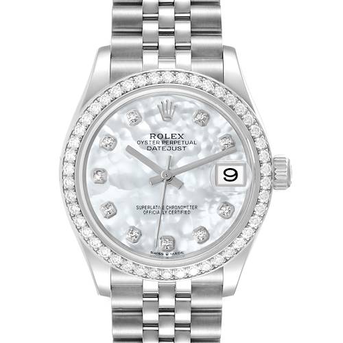 Photo of Rolex Datejust Midsize Steel White Gold Mother of Pearl Diamond Ladies Watch 278384
