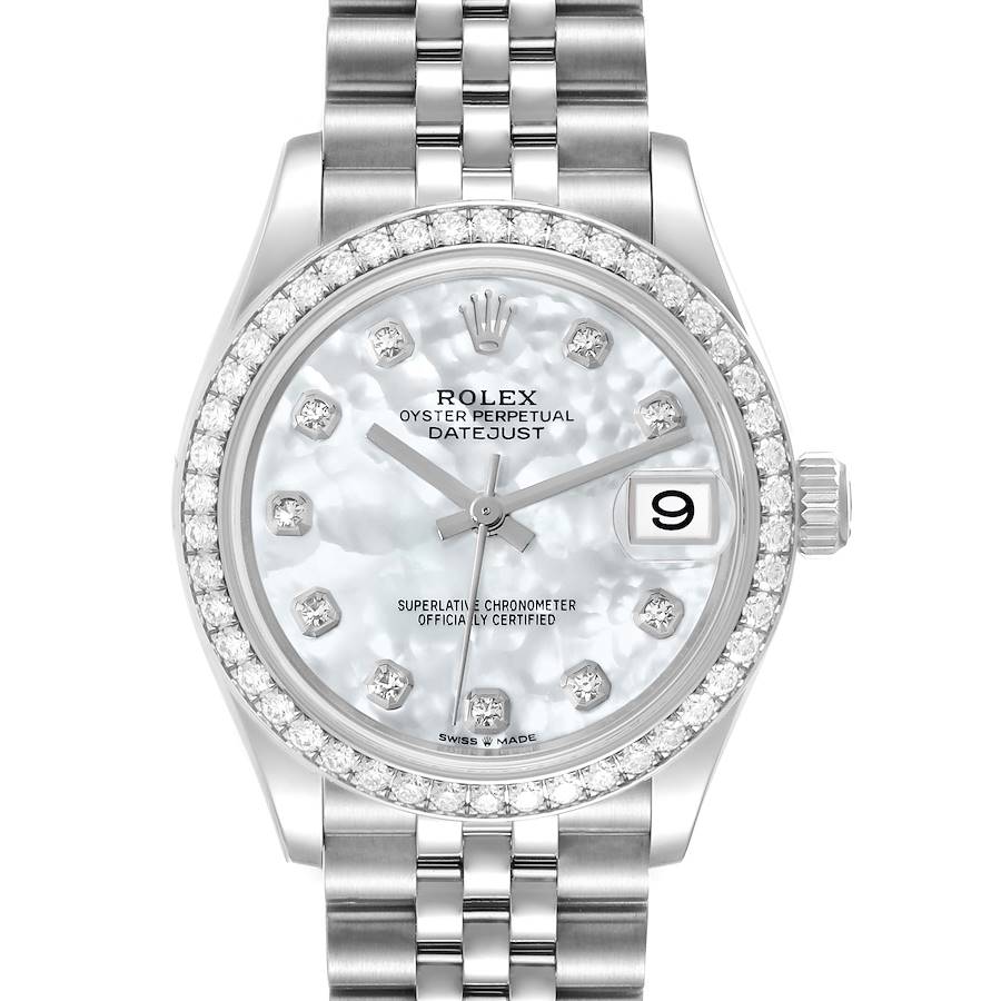Rolex Datejust Midsize Steel White Gold Mother of Pearl Diamond Ladies Watch 278384 SwissWatchExpo