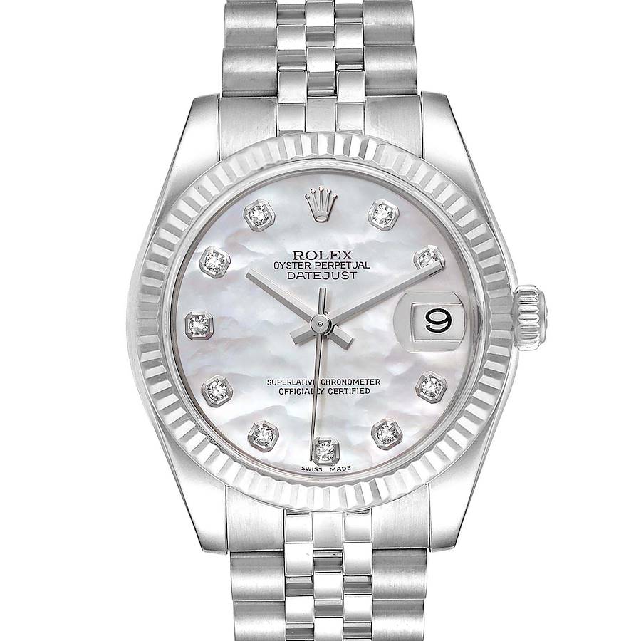 Rolex Datejust Midsize Steel White Gold MOP Diamond Ladies Watch 178274 SwissWatchExpo