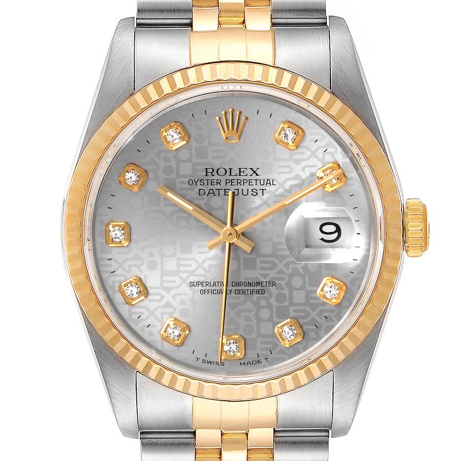 Rolex Datejust Steel Yellow Gold Jubilee Diamond Dial Watch 16233 SwissWatchExpo