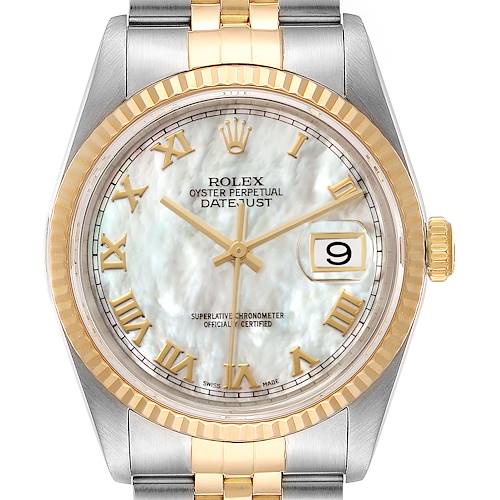 Photo of Rolex Datejust Steel Yellow Gold Mother of Pearl Dial Mens Watch 16233