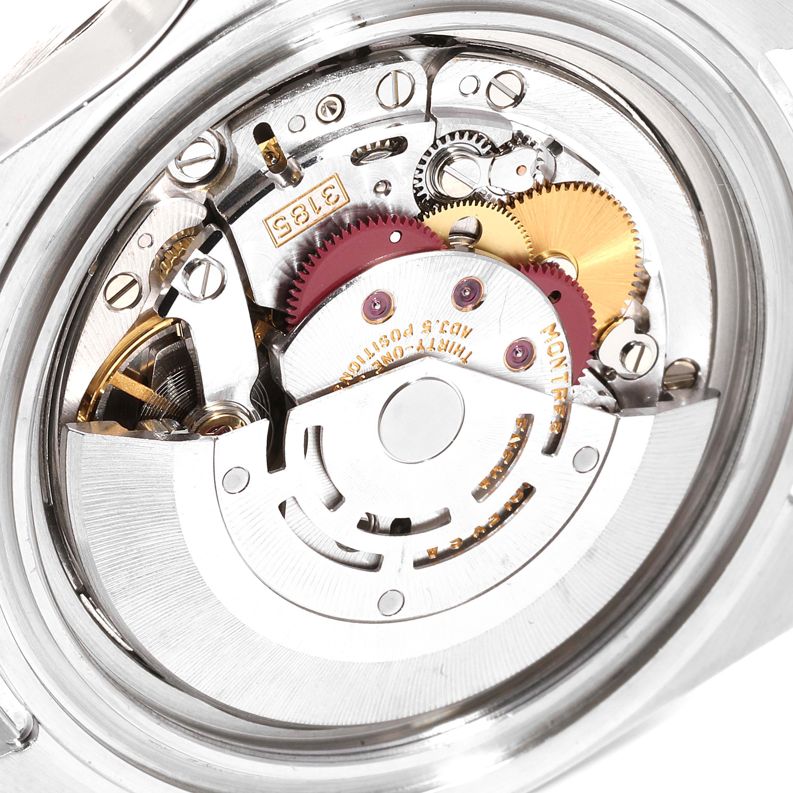 This image shows the internal movement mechanism of a Rolex Explorer 16570 Men
s Stainless Steel Black Dial 16570 Men
s Stainless Steel Black Dial model, viewed from the back.