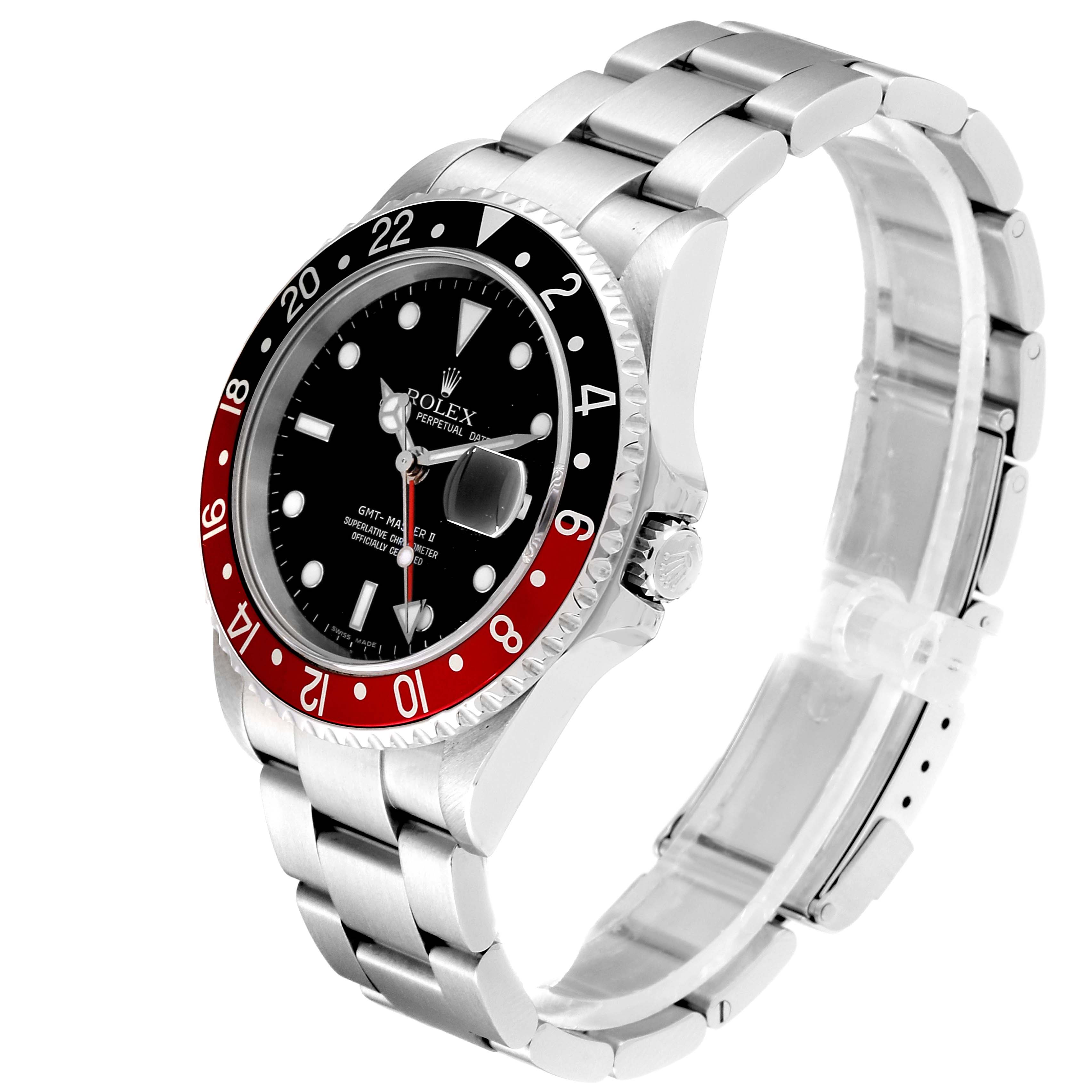 Rolex Gmt Master Ii Black Red Coke Bezel Steel Mens Watch 16710 Swisswatchexpo