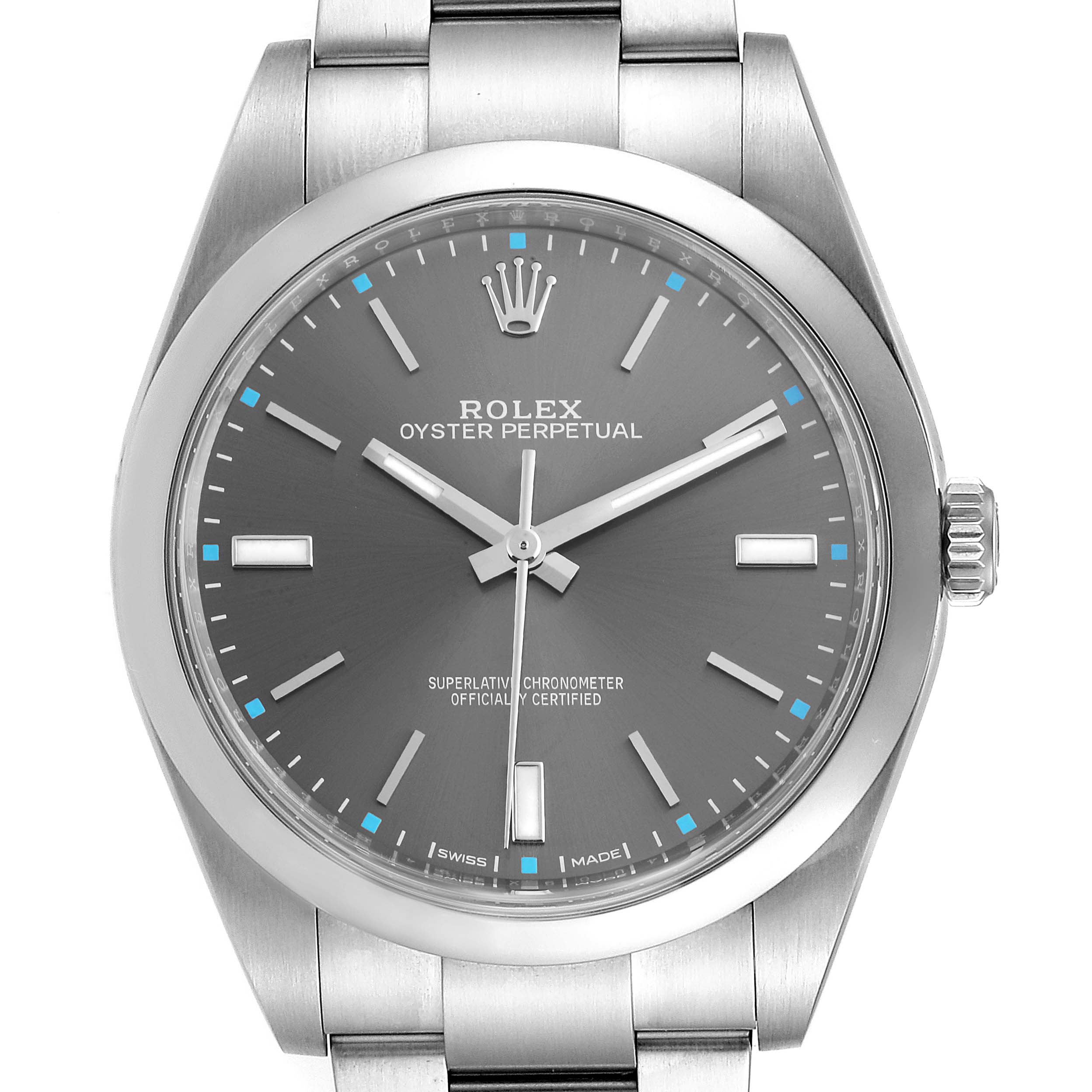 Rolex Oyster Perpetual 39 Slate Dial Steel Mens Watch 114300 Box Card ...