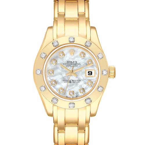 Photo of Rolex Pearlmaster Yellow Gold MOP Diamond Dial Ladies Watch 80318