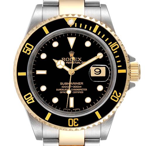 Photo of Rolex Submariner Black Dial Steel Yellow Gold Mens Watch 16613
