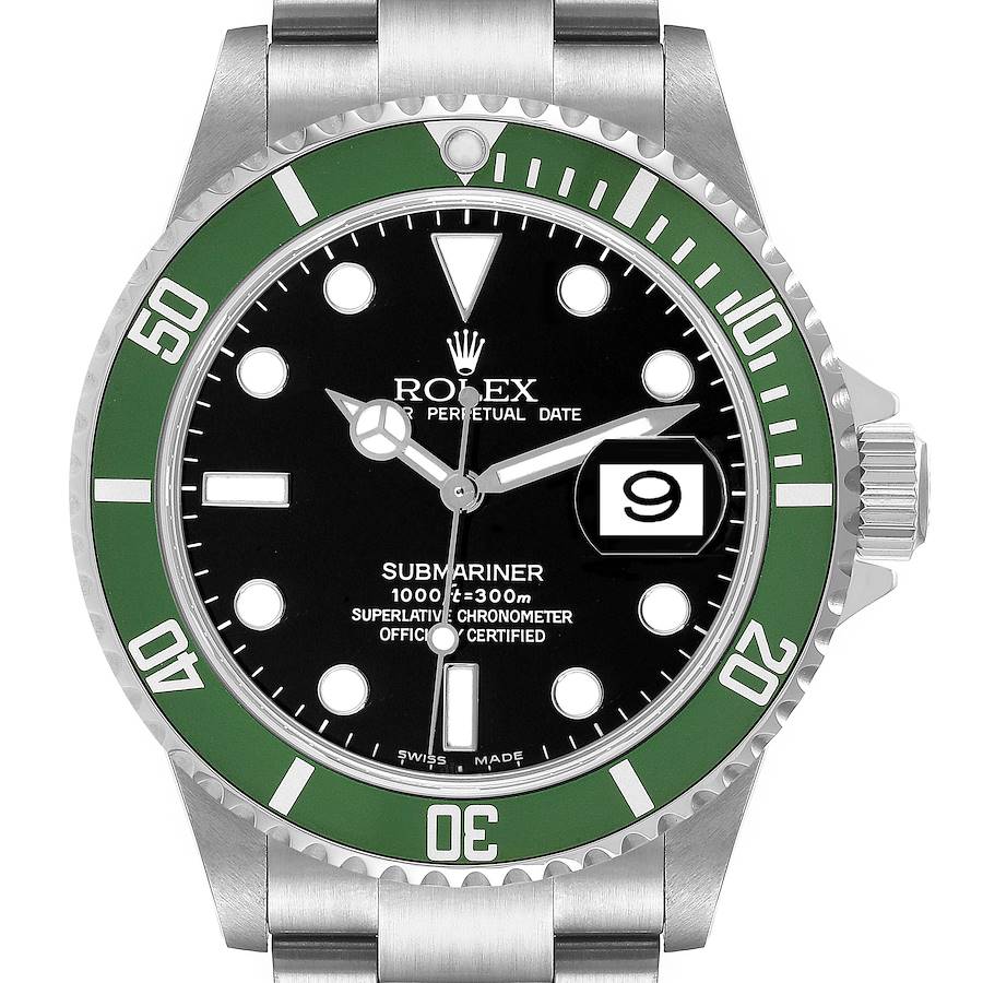 Rolex Submariner Kermit Green Bezel Steel Mens Watch 16610LV ADD ONE LINK SwissWatchExpo