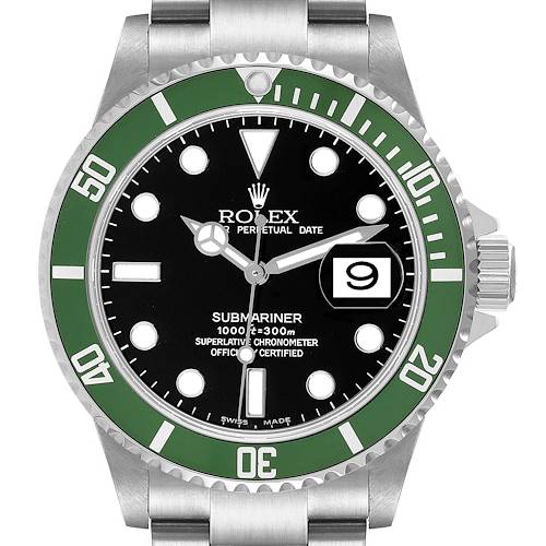 Photo of Rolex Submariner Kermit Green Bezel Steel Mens Watch 16610LV ADD ONE LINK
