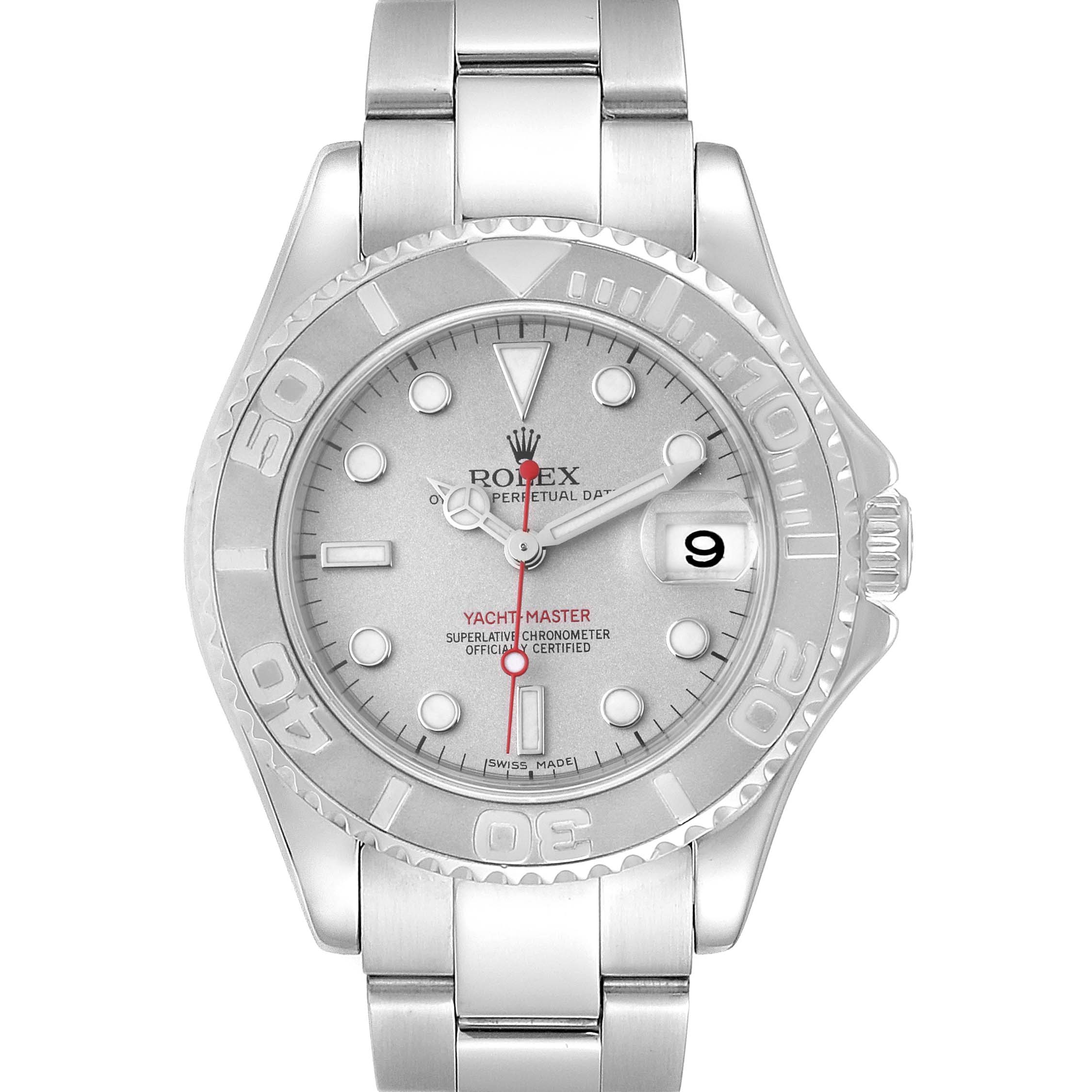 Rolex Yachtmaster 35mm Midsize Steel Platinum Mens Watch 168622 ...