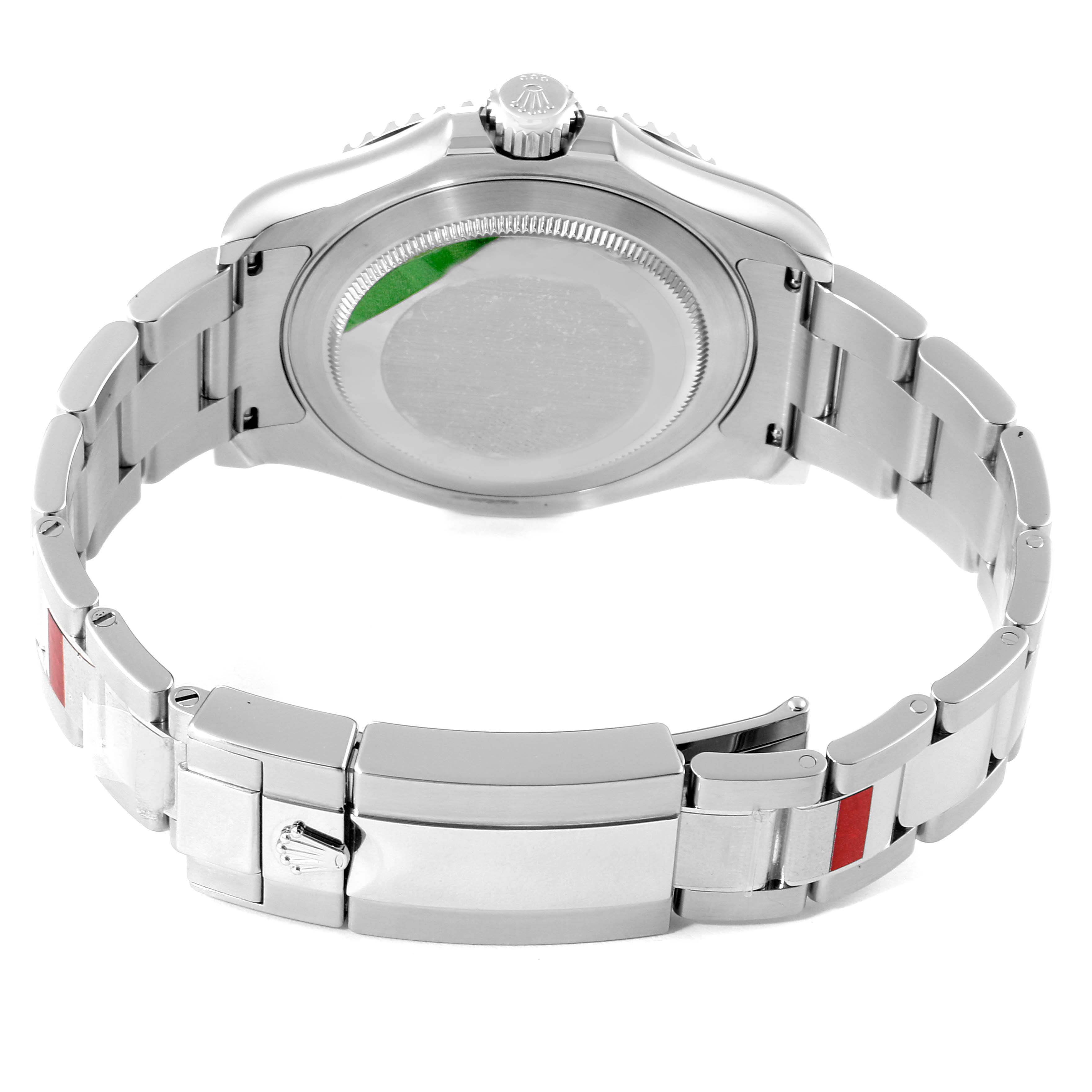 This image shows the back casing and bracelet of the Rolex Yacht-Master 126622 Men's Stainless Steel Blue Dial 126622 Men's Stainless Steel Blue Dial watch from a rear angle.