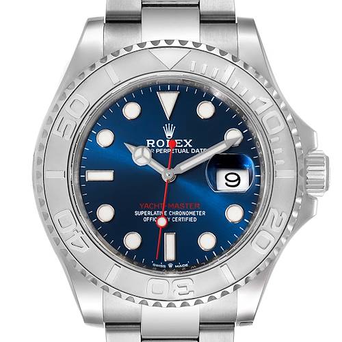 Photo of Rolex Yachtmaster Stainless Steel Platinum Blue Dial Watch 126622 Box Card