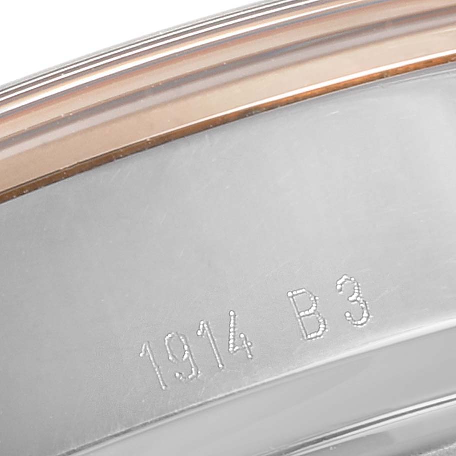 This image shows a close-up of the engraved case back of the Breitling Transocean UB015212/BC74-SS Men's Steel and Gold (two tone) Black Dial UB015212/BC74-SS Men's Steel and Gold (two tone) Black Dial watch.