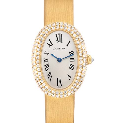 Photo of Cartier Baignoire Gold Strap 18k Yellow Gold Diamond Ladies Watch 1954
