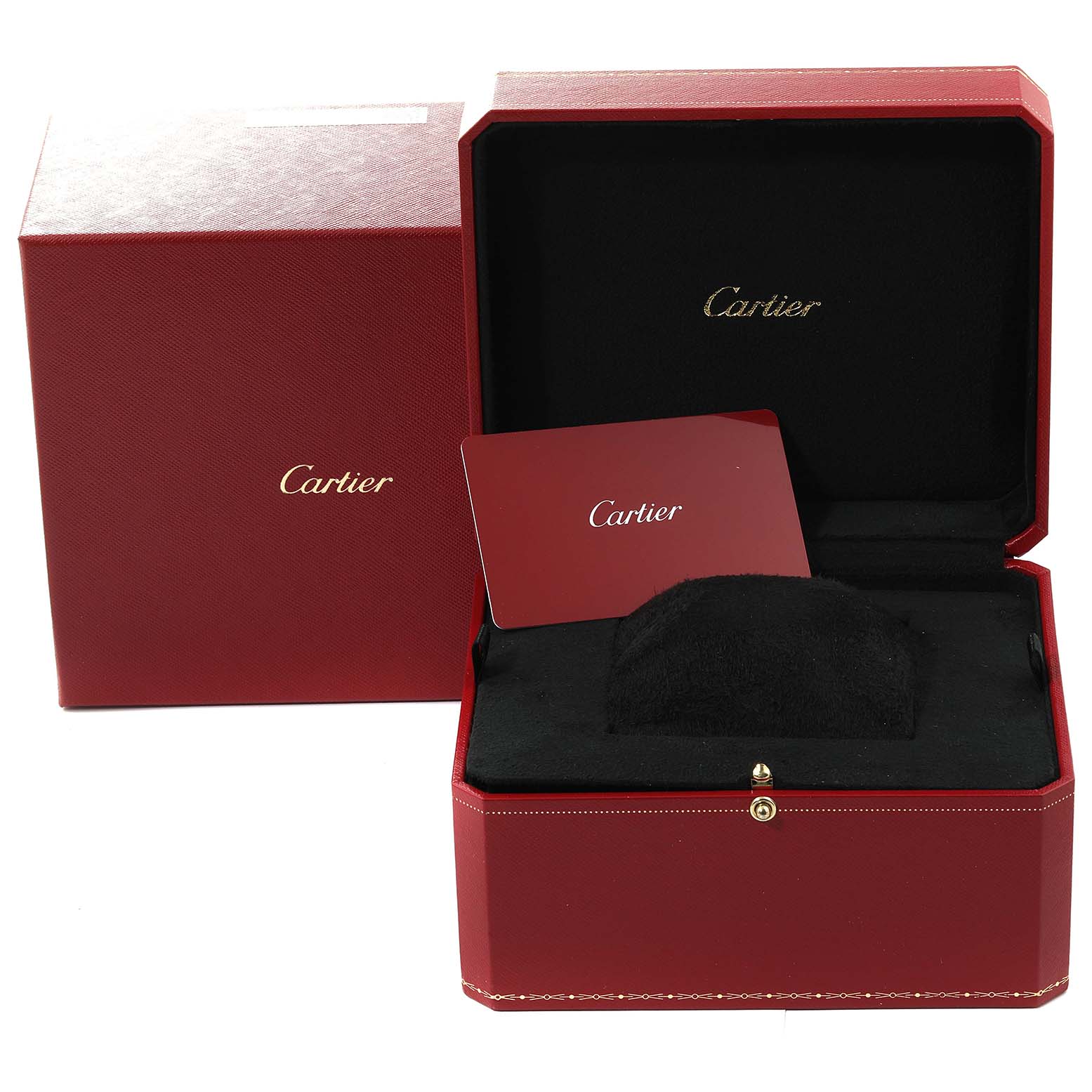 The image shows a Cartier Tank Anglaise WT100029 Women
s Rose Gold Silver Dial WT100029 Women
s Rose Gold Silver Dial watch box and certificate, photographed from the front and slightly above.