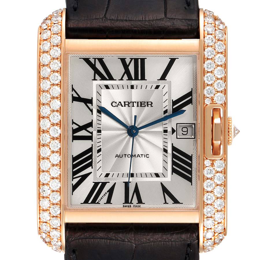 Cartier Tank Anglaise XL Rose Gold Diamond Mens Watch WT100021 Box Papers SwissWatchExpo