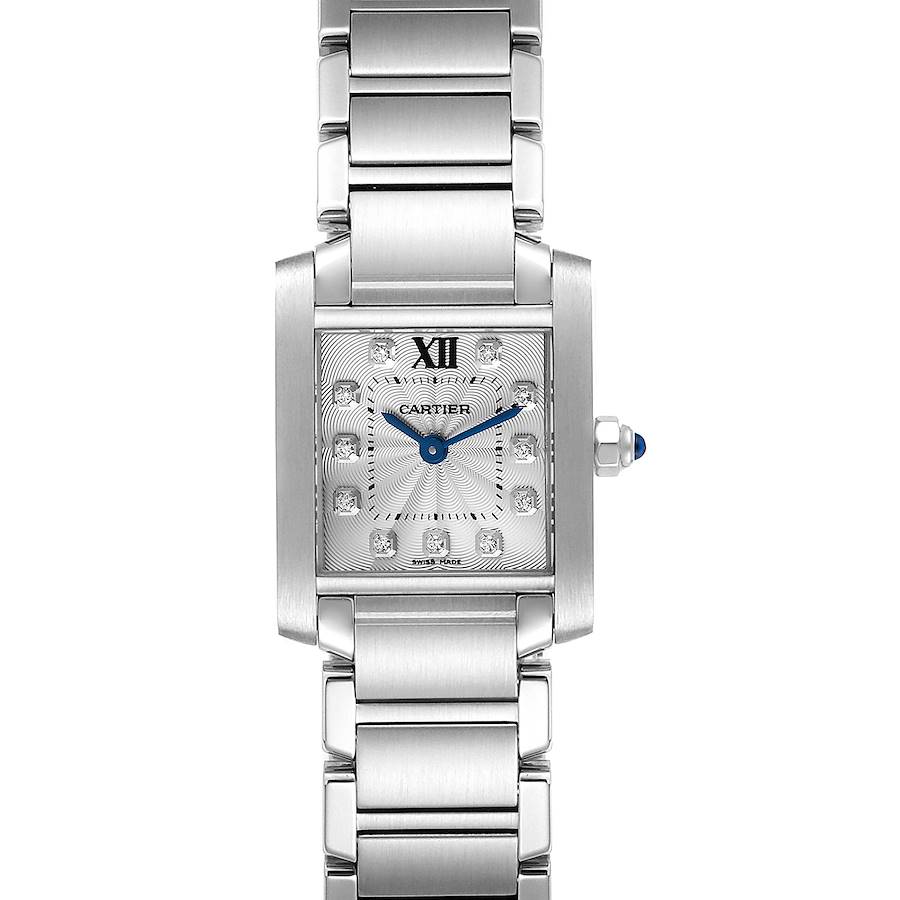 Cartier Tank Francaise Steel Diamond Small Ladies Watch WE110006 SwissWatchExpo