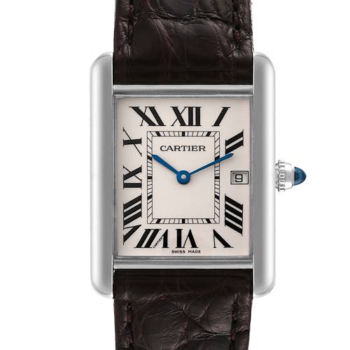 Photo of NOT FOR SALE Cartier Tank Louis Large White Gold Black Strap Mens Watch W1540956 PARTIAL PAYMENT