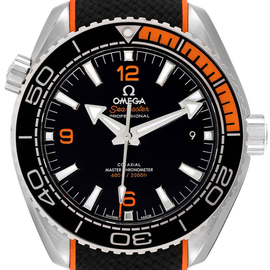 Omega Planet Ocean Black Orange Bezel Watch 215.32.44.21.01.001 Box Card SwissWatchExpo