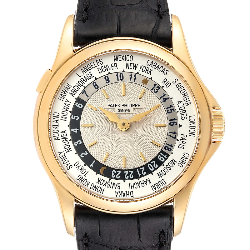 Patek Philippe World Time Complications Yellow Gold Watch 5110 Box Papers SwissWatchExpo