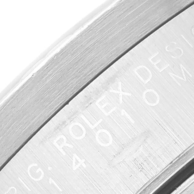 This image shows a close-up of the engraving on the side of the Rolex Air-King 14010 Men's Stainless Steel Silver Dial 14010 Men's Stainless Steel Silver Dial watch's case.