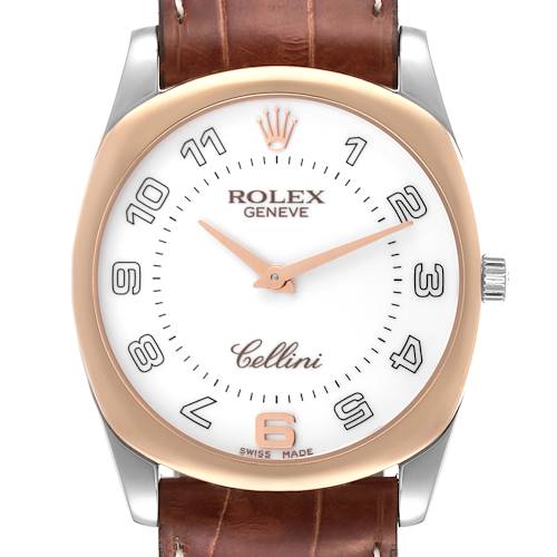 Photo of Rolex Cellini Danaos 18K White Rose Gold White Dial Mens Watch 4233 Box Papers