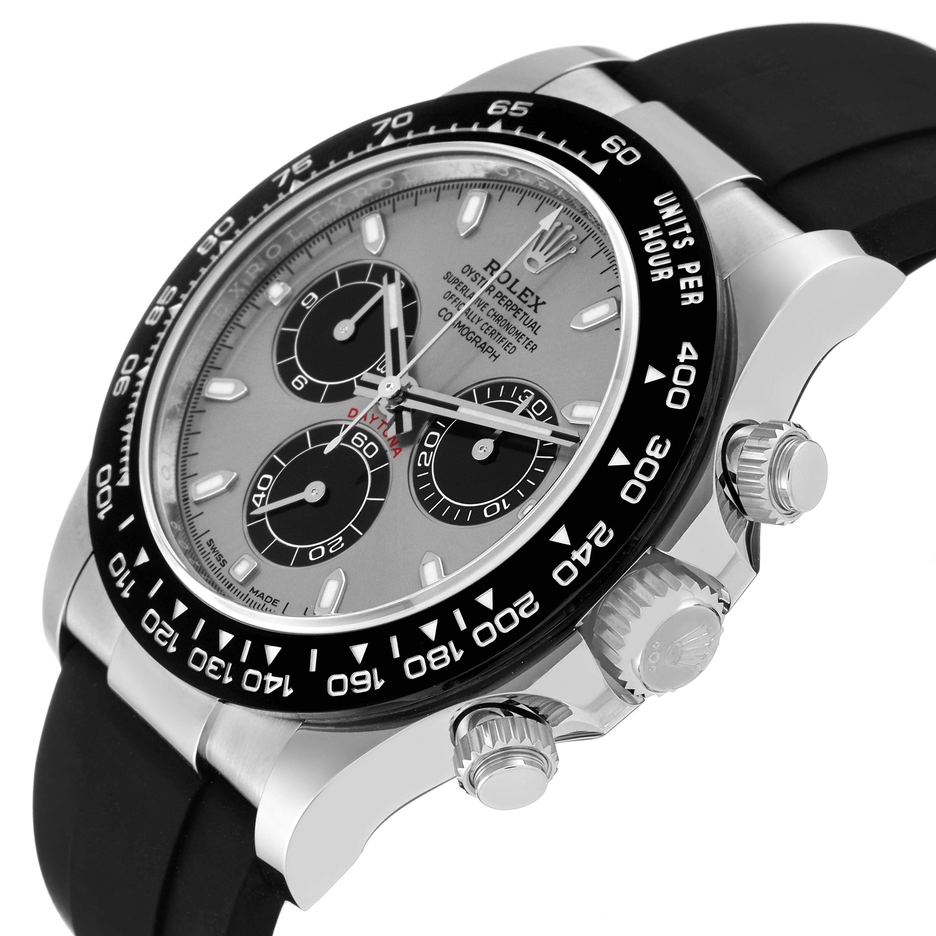 The angle shows a close-up of the Rolex Yacht-Master watch face and side, highlighting the bezel, crown, and strap.