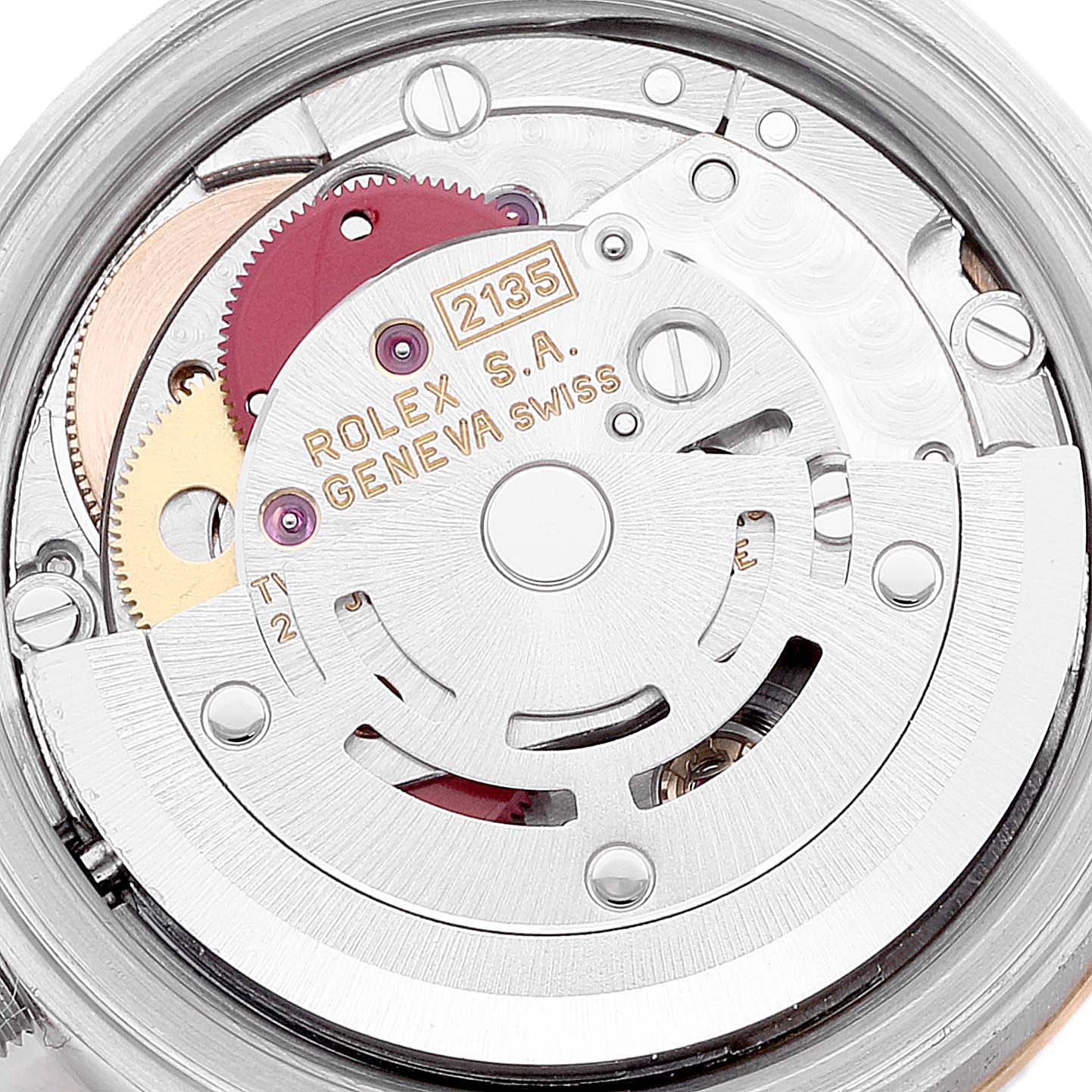 This image shows the inner mechanical movement components of the Rolex Datejust 69173 Women's Steel and Gold (two tone) Champagne Dial 69173 Women's Steel and Gold (two tone) Champagne Dial watch model.