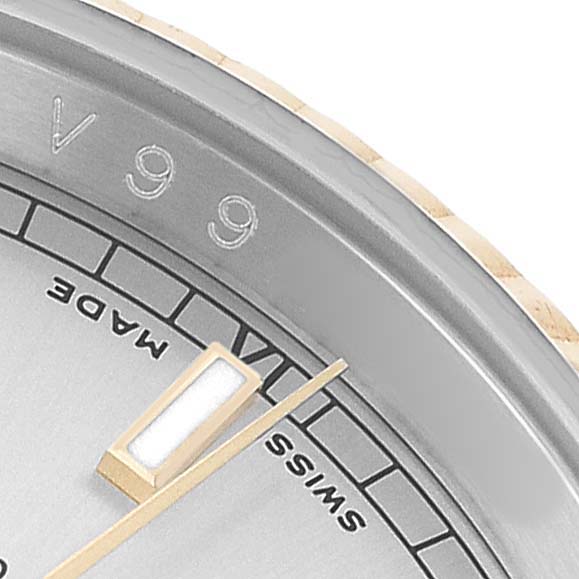 The image shows a close-up of the dial edge and hour marker of a Rolex Datejust 116233 Men's Stainless Steel Silver Dial watch, highlighting the "SWISS MADE" text.