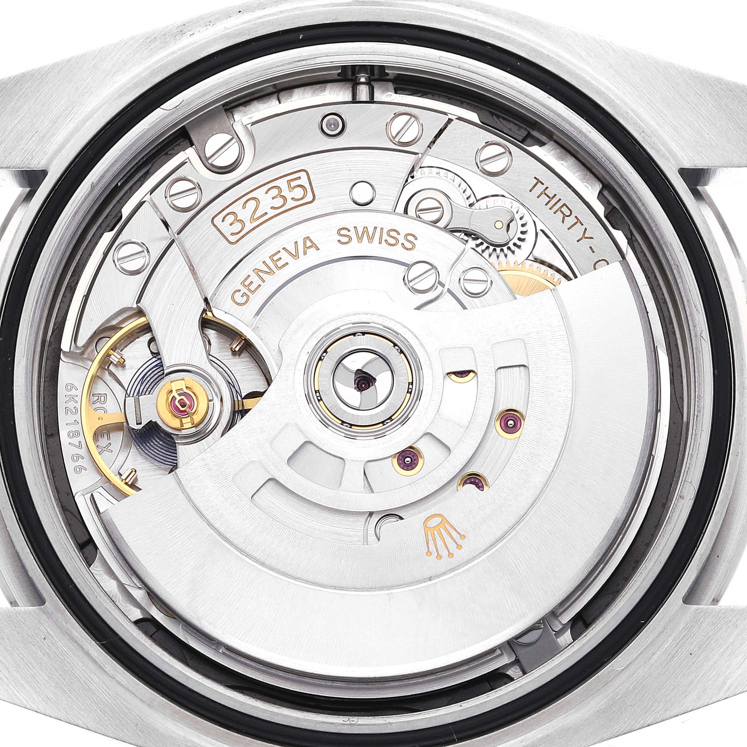 This image shows the case back view of the Rolex Datejust 41 126300 Men
s Stainless Steel Black Dial 126300 Men
s Stainless Steel Black Dial model, revealing the intricate details of its mechanical movement.