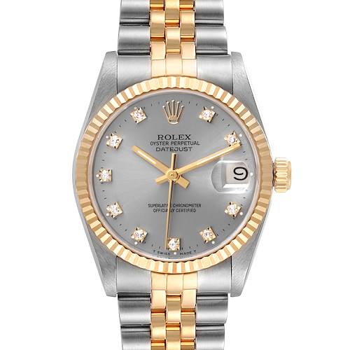 Photo of Rolex Datejust Midsize Diamond Dial Steel Yellow Gold Watch 68273 Box Papers