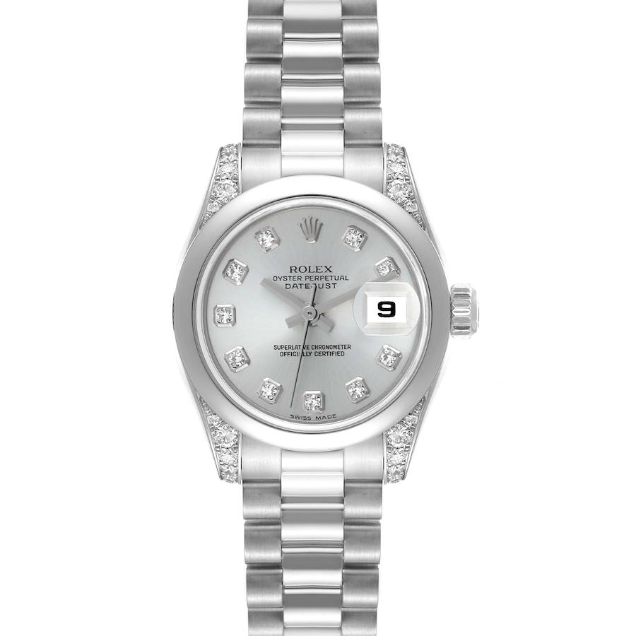 Rolex Datejust President Platinum Silver Diamond Ladies Watch 179296 SwissWatchExpo