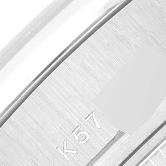 This image shows a close-up of the bracelet clasp of a Rolex President 179296 Women's Platinum Silver Dial 179296 Women's Platinum Silver Dial model watch.