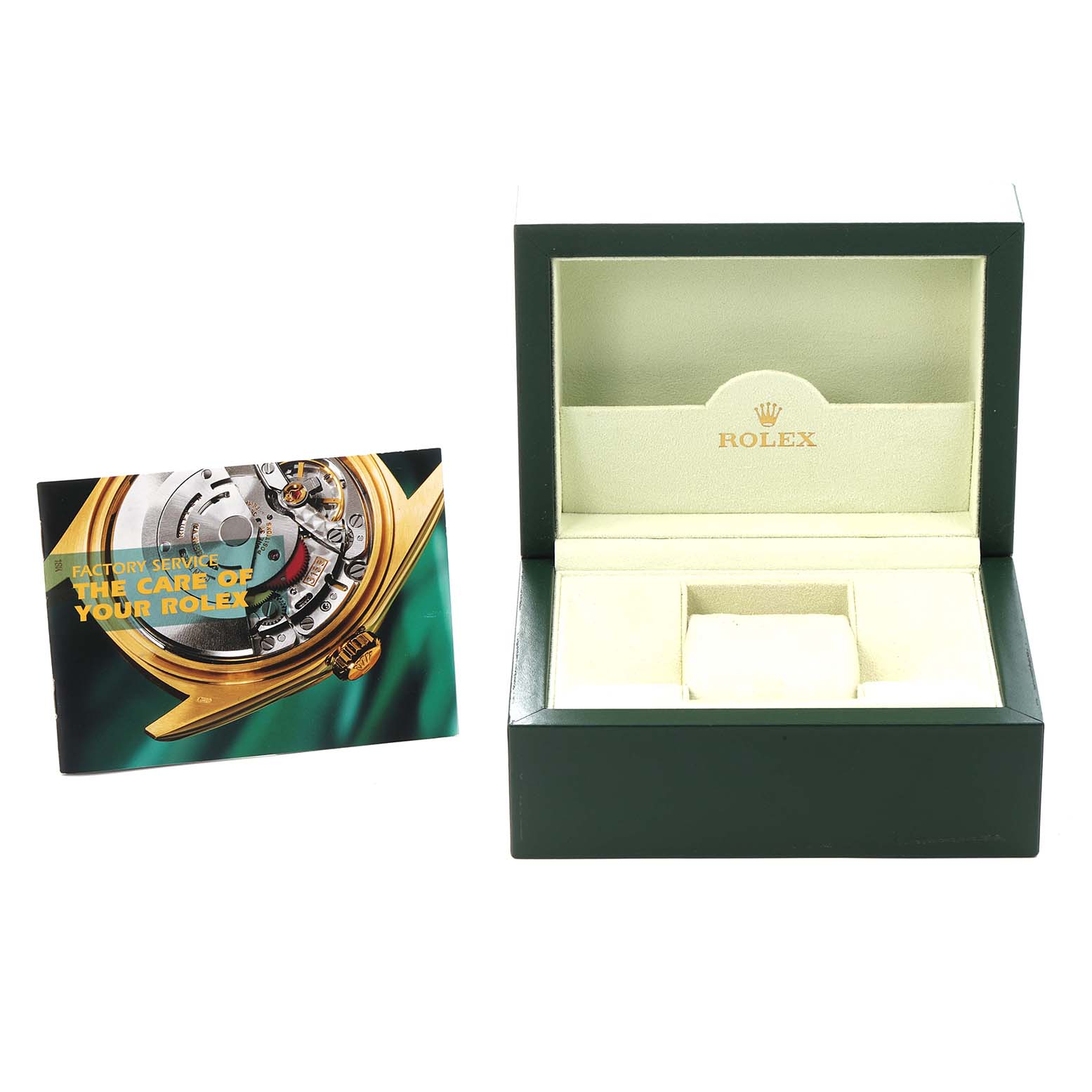 The image shows the box and booklet for a Rolex Datejust model 116233 men
s watch, without the watch itself visible.