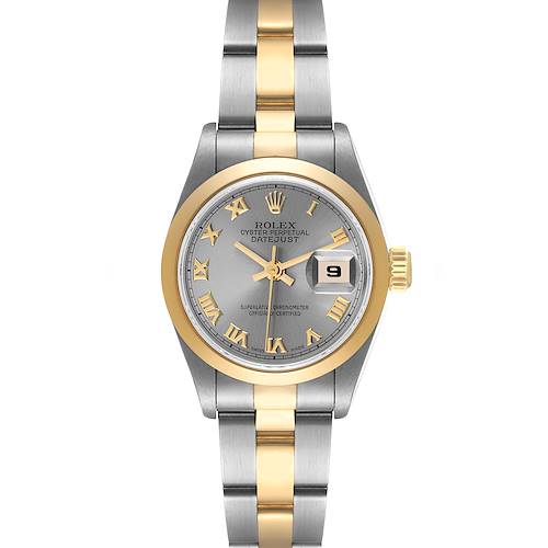 Photo of Rolex Datejust Steel Yellow Gold Slate Roman Dial Ladies Watch 69163 Box Papers