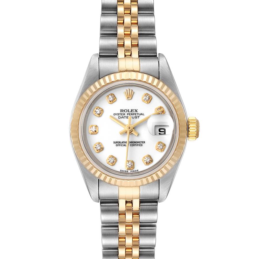 Rolex Datejust Steel Yellow Gold White Diamond Dial Ladies Watch 79173 Papers SwissWatchExpo