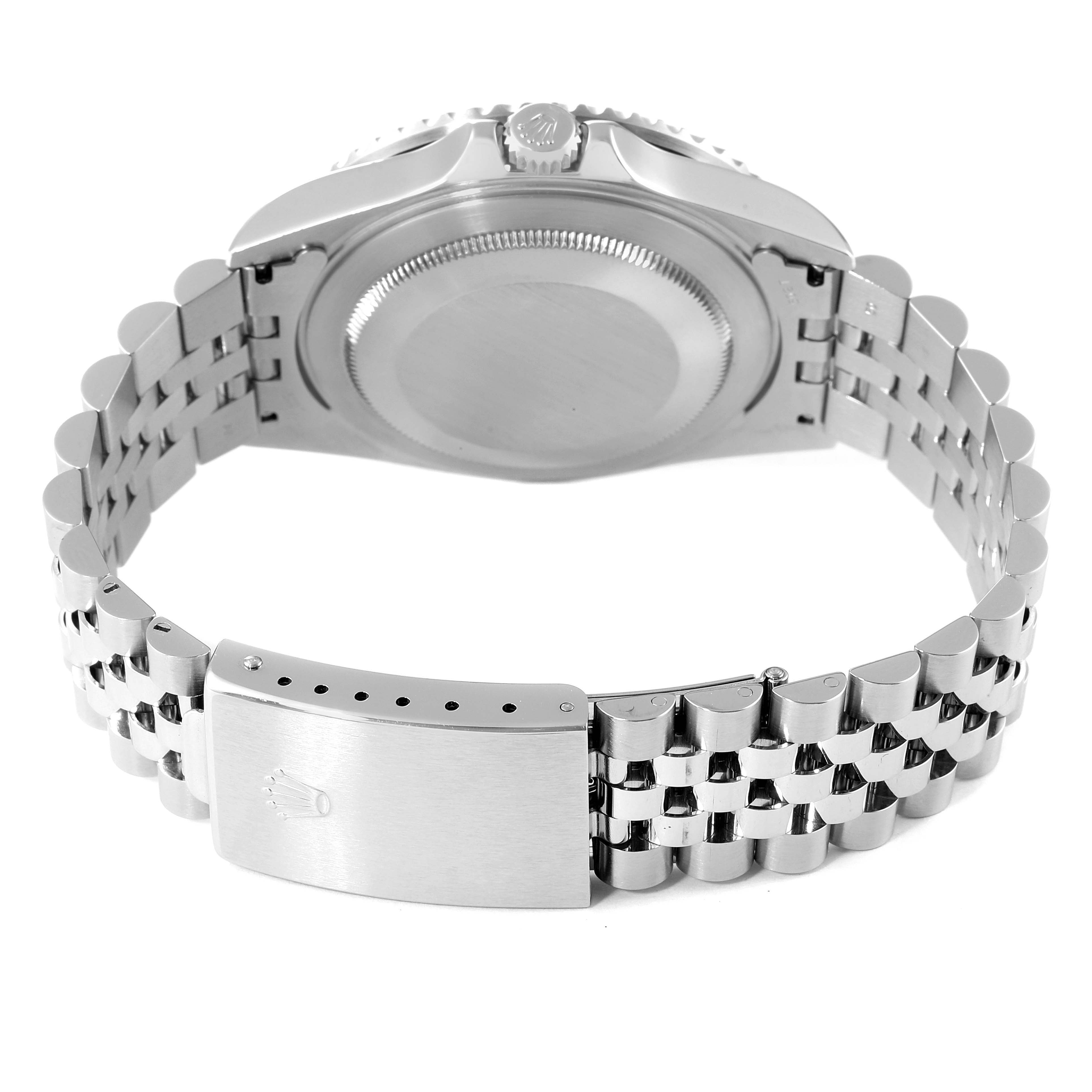 This image shows the back case and bracelet of a Rolex GMT-Master 16710 Men
s Stainless Steel Black Dial 16710 Men
s Stainless Steel Black Dial watch.