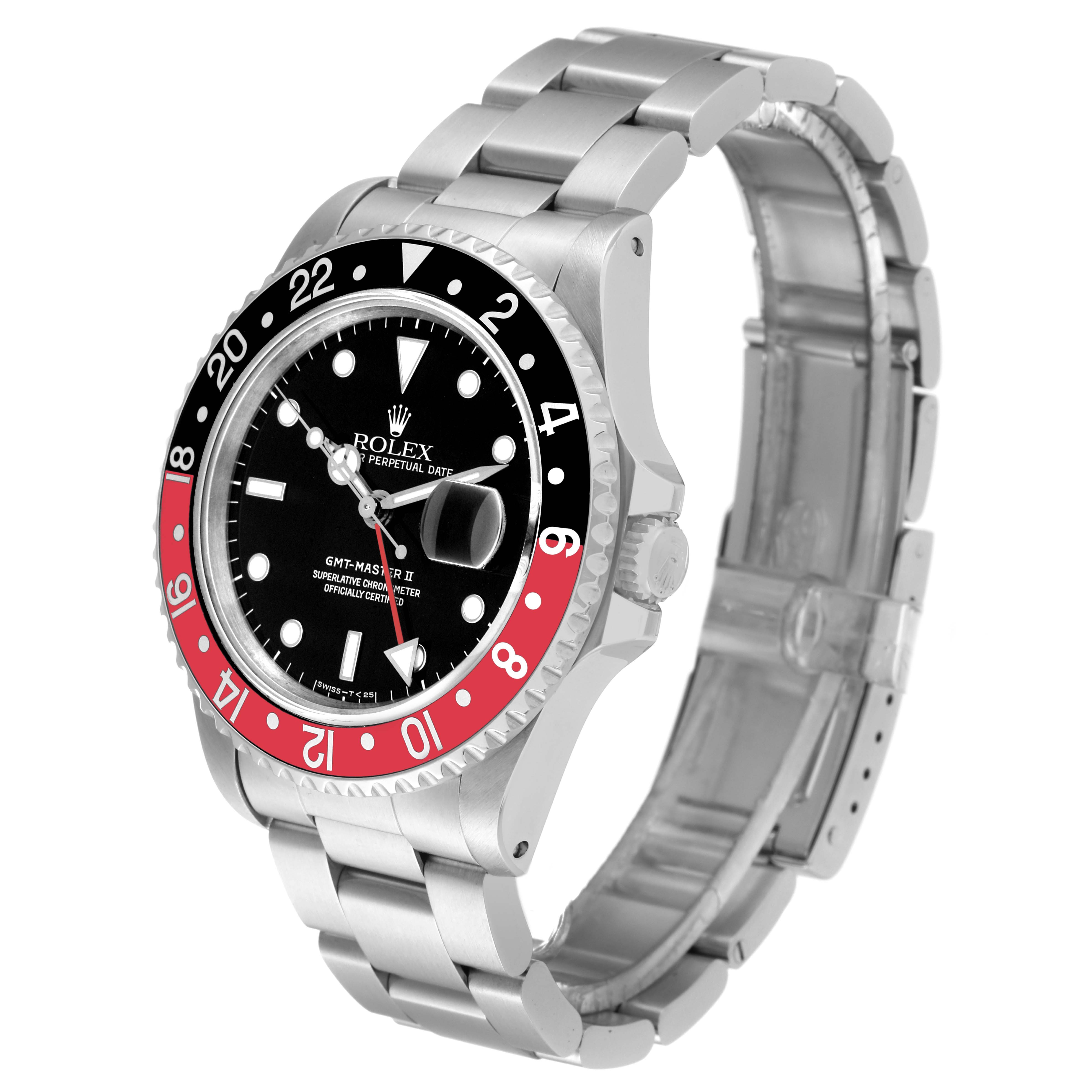 The image shows a Rolex GMT-Master 16710 Men's Stainless Steel Black Dial 16710 Men's Stainless Steel Black Dial wristwatch angled slightly to the right, highlighting its bezel, face, crown, and bracelet.