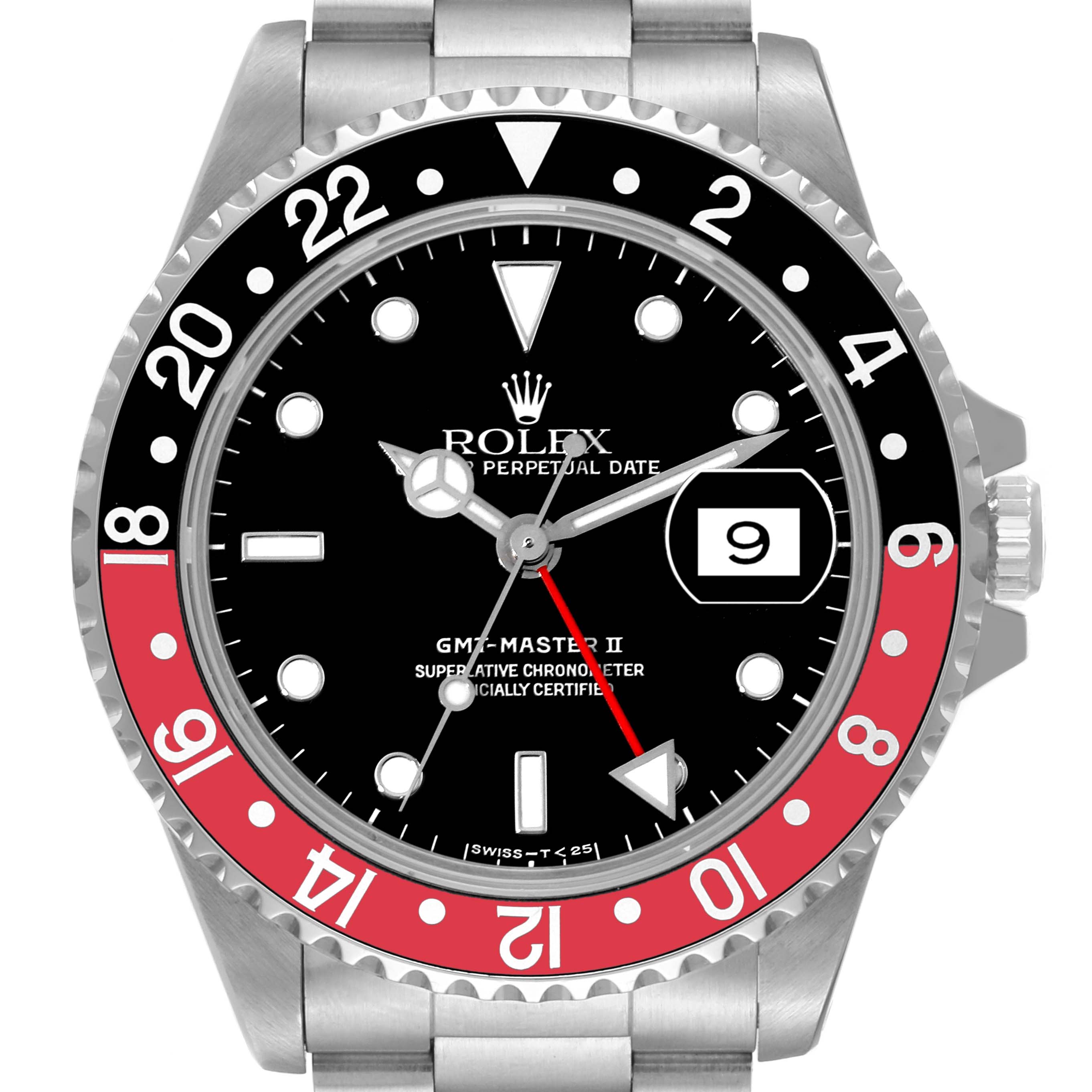 Rolex GMT Master II Black Red Coke Bezel Steel Watch 16710