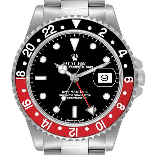 Photo of Rolex GMT Master II Black Red Coke Bezel Steel Watch 16710
