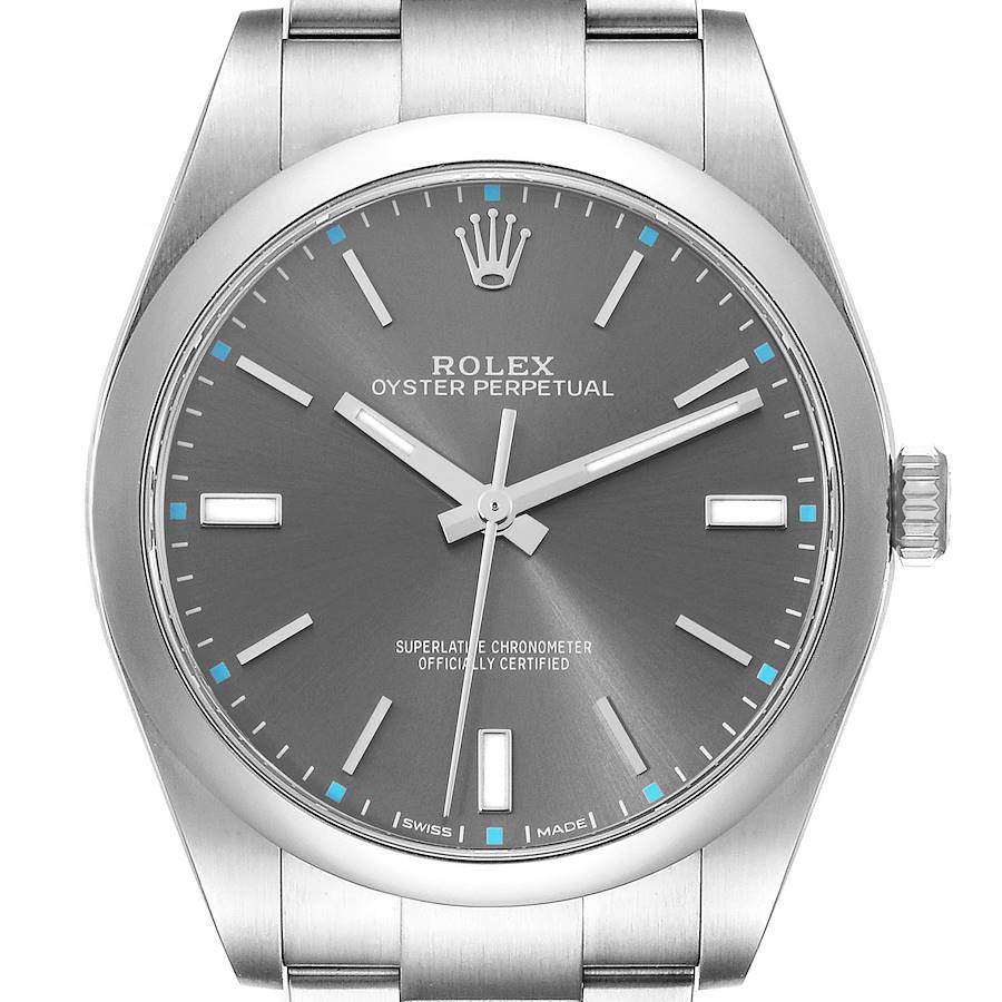 Rolex Oyster Perpetual 39 Rhodium Dial Steel Mens Watch 114300 SwissWatchExpo